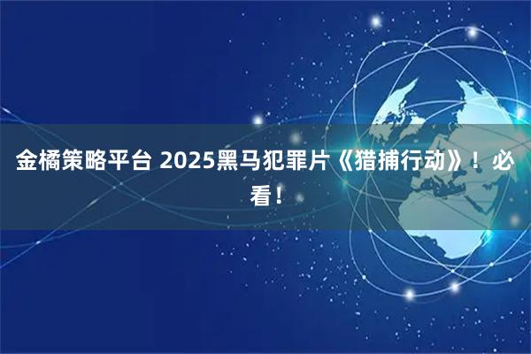 金橘策略平台 2025黑马犯罪片《猎捕行动》！必看！