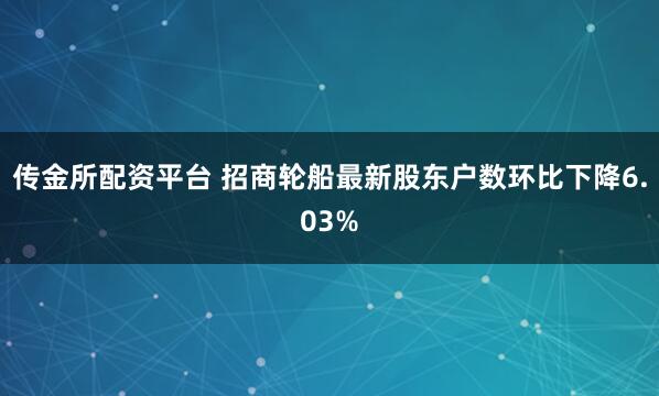 传金所配资平台 招商轮船最新股东户数环比下降6.03%